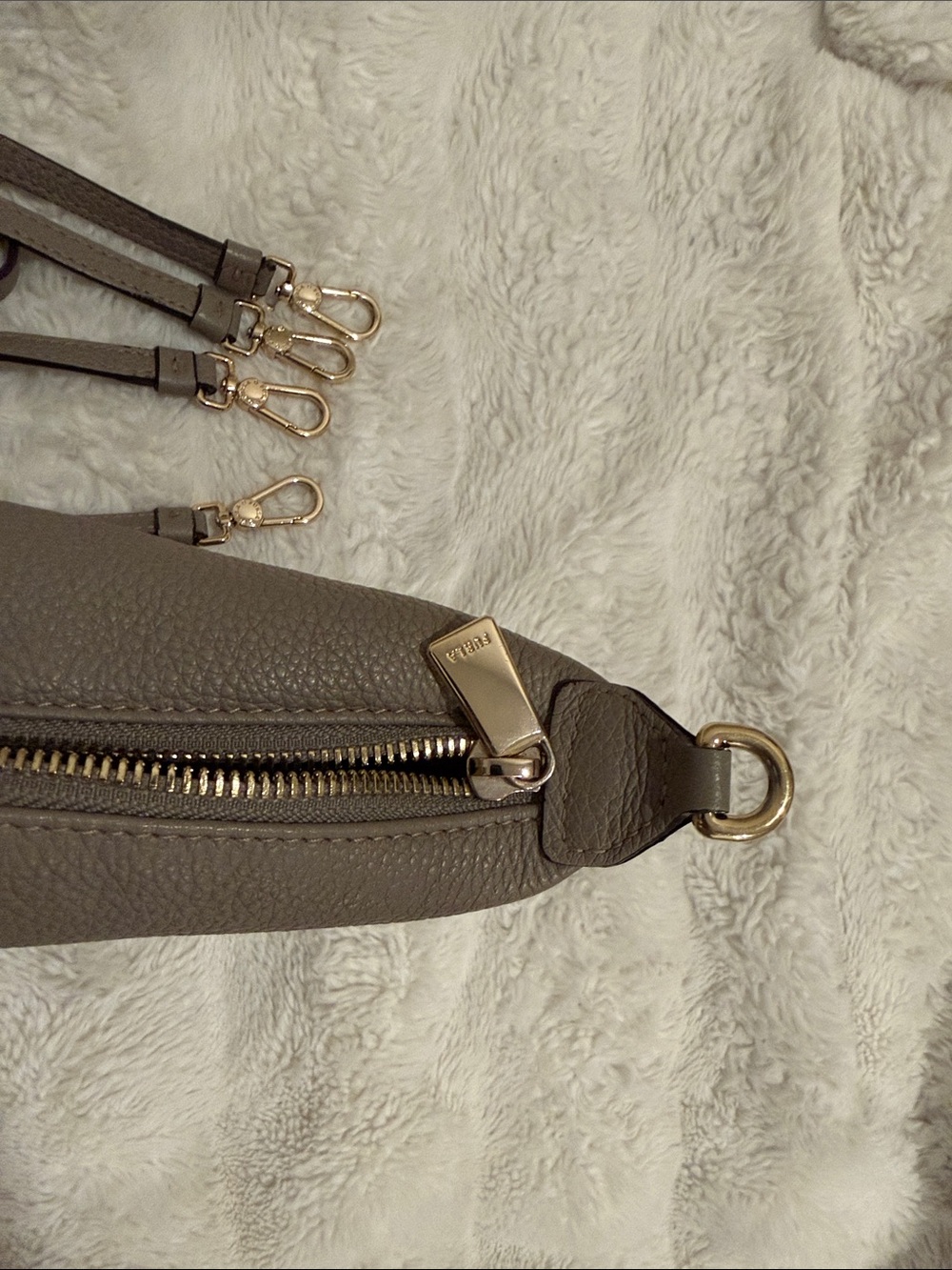 Furla Taupe Gray Pebbled Leather Crossbody with Gold Hardware - Picture 4 of 11